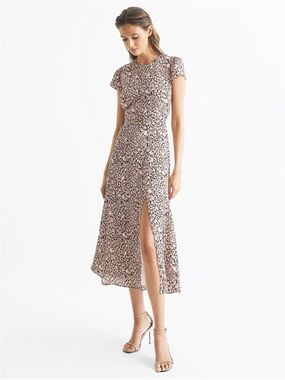 jayla fitted wrap design midi dress Reiss Jayla Wrap-Effect Midi-Dress